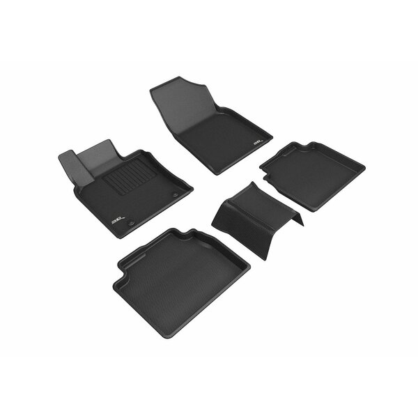 3D Mats Usa Custom Fit, Raised Edge, Black, Thermoplastic Rubber Of Carbon Fiber Texture, 5 Piece L1TY25701509
